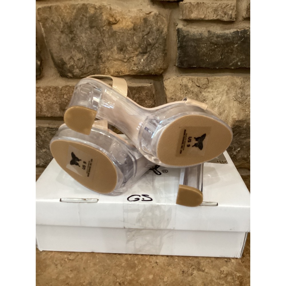 Marc Defang Nude Patent Clear Block Heel Platform Sandals Womens 9 - Picture 3 of 7
